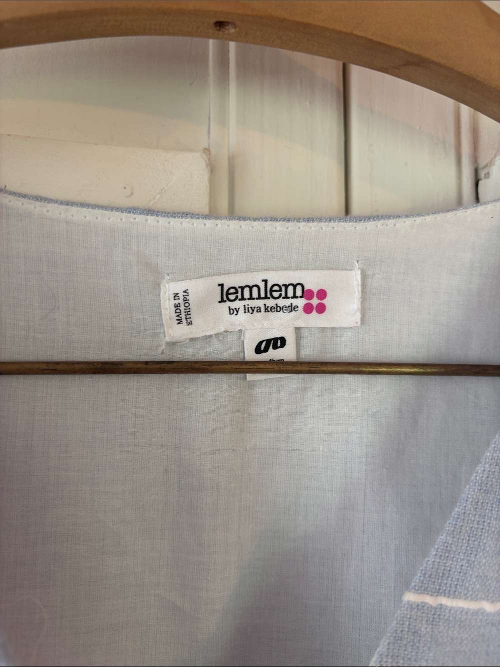 Lemlem Eshal Mini Dress Tiered Striped Blue White Raw Hem medium - small defect - Picture 8 of 11